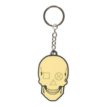Load image into Gallery viewer, SONY Playstation Biker Skull Rubber Keychain, Unisex, Yellow/Black (KE505417SNY)
