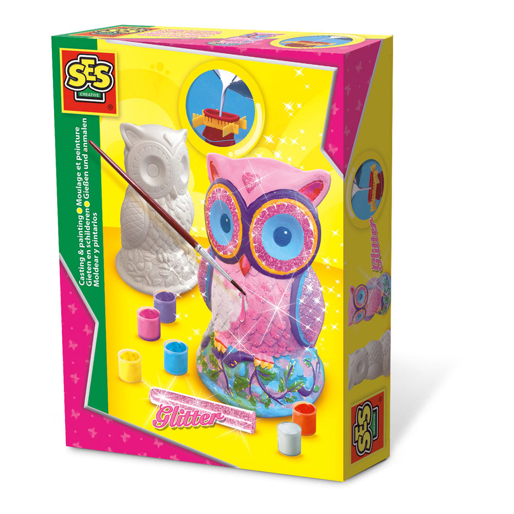 SES CREATIVE Children's Owl Casting and Painting Set, 6 to 12 Years, Multi-colour (01285)