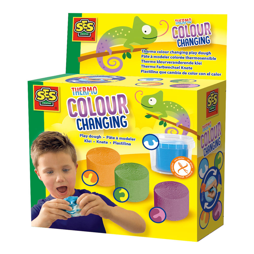 SES CREATIVE Children's Thermo Colour Changing Modelling Clay Set, 4 Play Clay Pots, Unisex, 2 Years or Above, Multi-colour (00469)