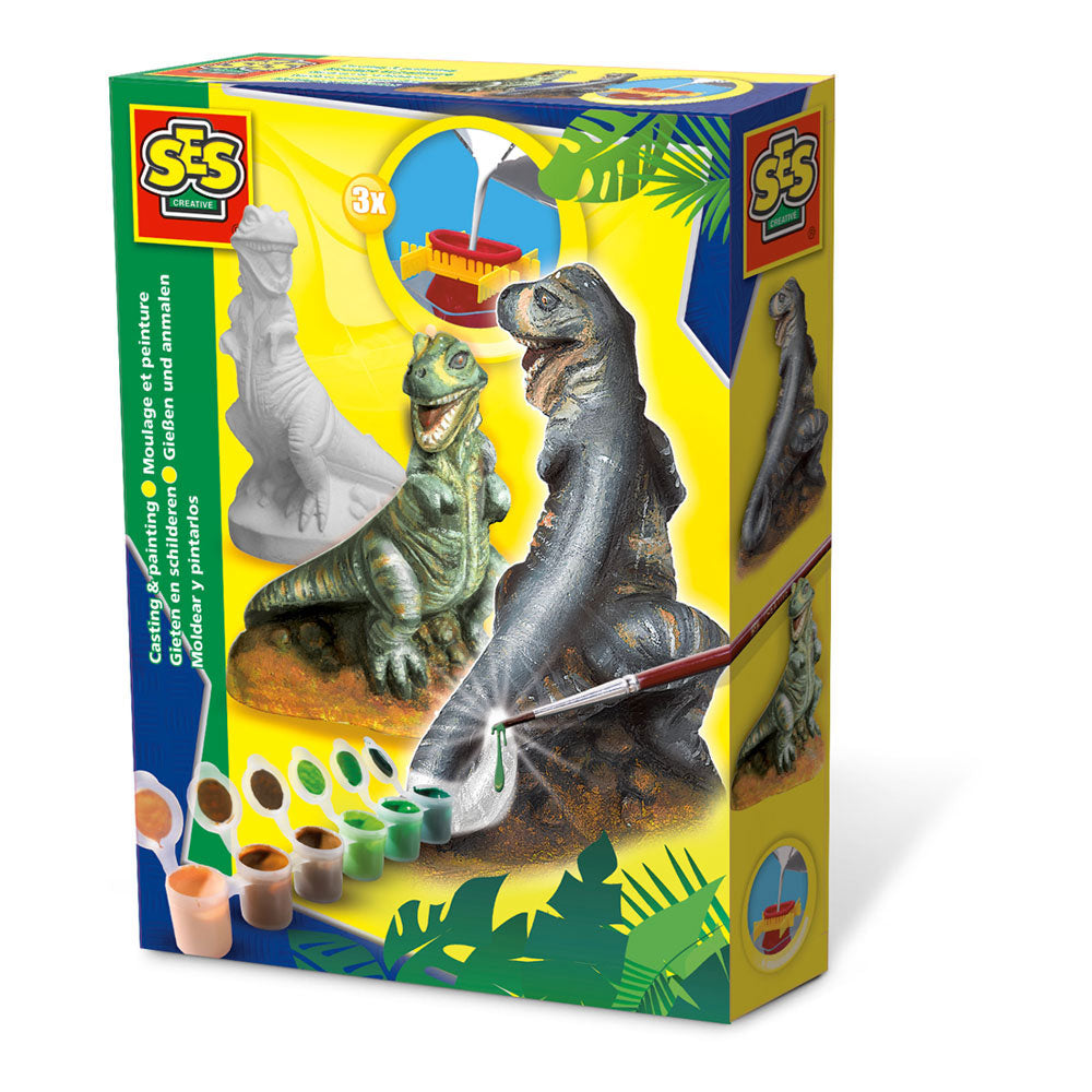 SES CREATIVE Children's T-rex Casting and Painting Set, Unisex, 5 to 12 Years, Multi-colour (01283)