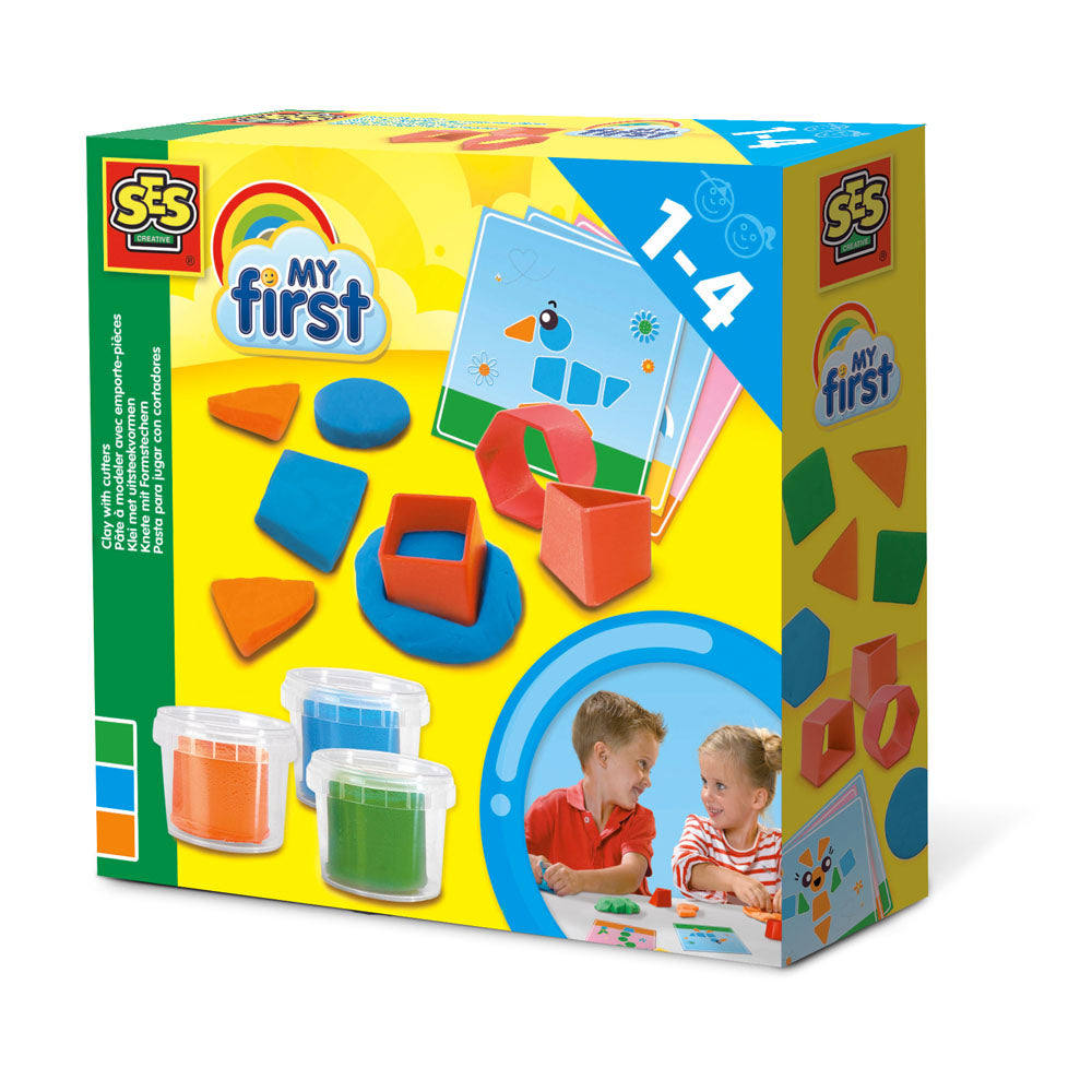 SES CREATIVE Children's My First Modelling Clay with Cutters Set, 3 Pots, Unisex, 1 to 4 Years, Multi-colour (14433)