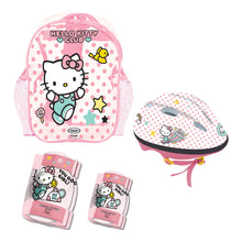 Load image into Gallery viewer, HELLO KITTY Club Children&#39;s Helmet, Knee, Elbow Protection Set with Carry Bag, Girl, Ages Three Years and Above, Pink/White (OHKY004-2)
