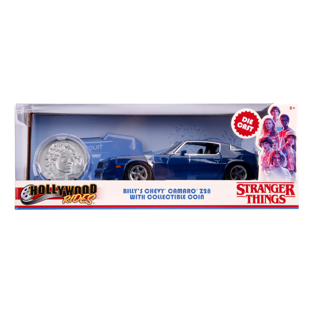 STRANGER THINGS Hollywood Rides Billy's 1979 Chevy Camaro Z28 Die-cast Toy Muscle Sports Car with Collectors Coin, 1:24 Scale (253255002)
