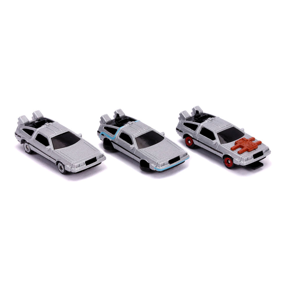 UNIVERSAL Back to the Future Nano Hollywood Rides DeLorean Die-cast Toy Time Machine Car 3-Pack Set (253251002)