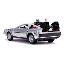 Load image into Gallery viewer, UNIVERSAL Back to the Future DeLorean (Original) Die-cast Toy Time Machine Car, Unisex, 1:32 Scale, Eight Years and Above, Silver (253252003)
