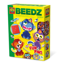 Load image into Gallery viewer, SES CREATIVE Beedz Children&#39;s Iron-on Beads FunPins Mosaic Kit, 1200 Iron-on Beads, Unisex, Five Years and Above, Multi-colour (06307)
