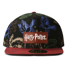Load image into Gallery viewer, HARRY POTTER Wizards Unite Logo and Hogwarts Houses Symbols All-Over Print Snapback Baseball Cap (SB265154HPT)
