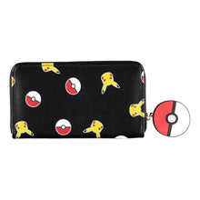 Load image into Gallery viewer, POKEMON Pika &amp; Pokeball All-Over Print Zip Around Purse Wallet, Female, Black (GW667830POK)
