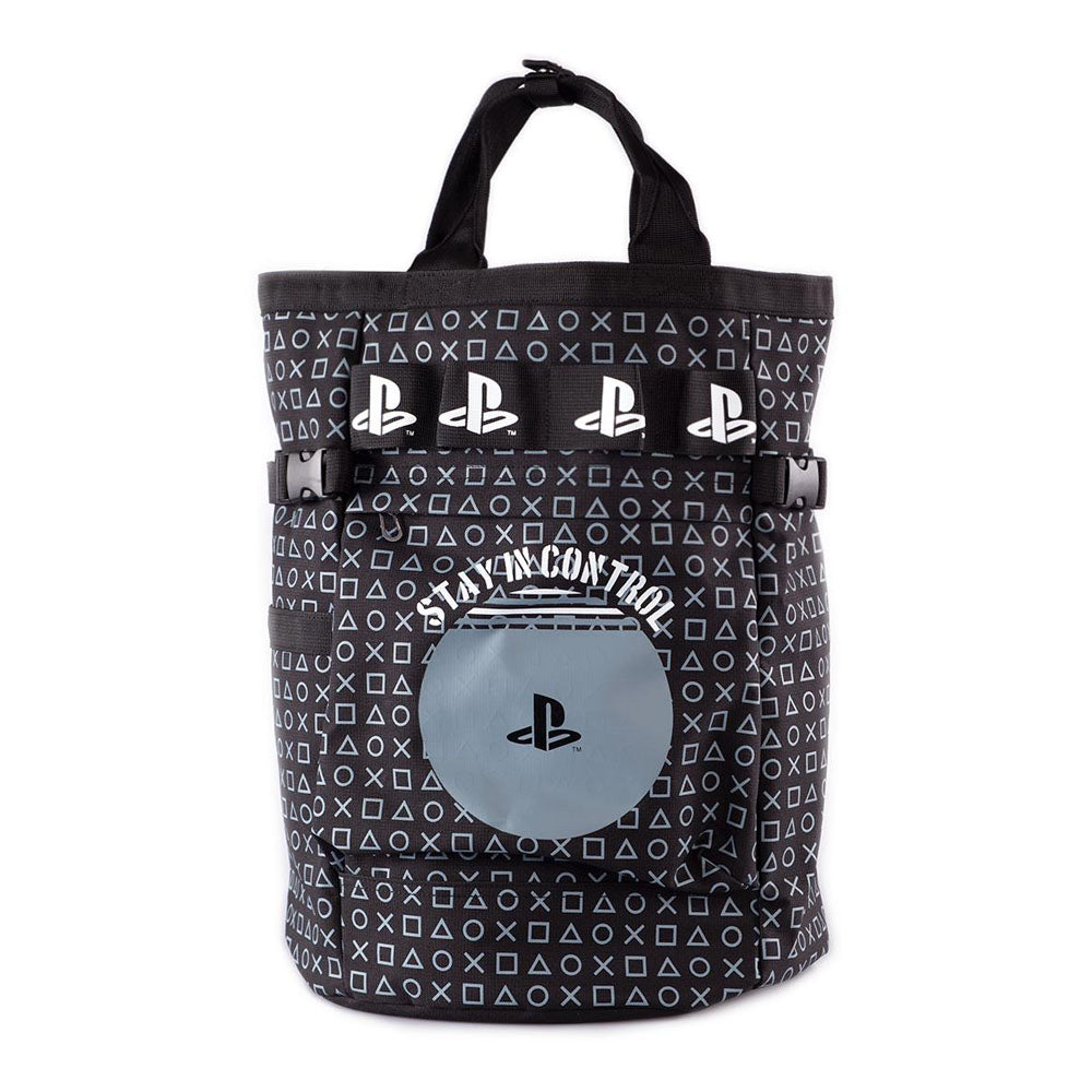 SONY Playstation Stay in Control All-over Print Toploader Backpack, Unisex, Black (BP412830SNY)