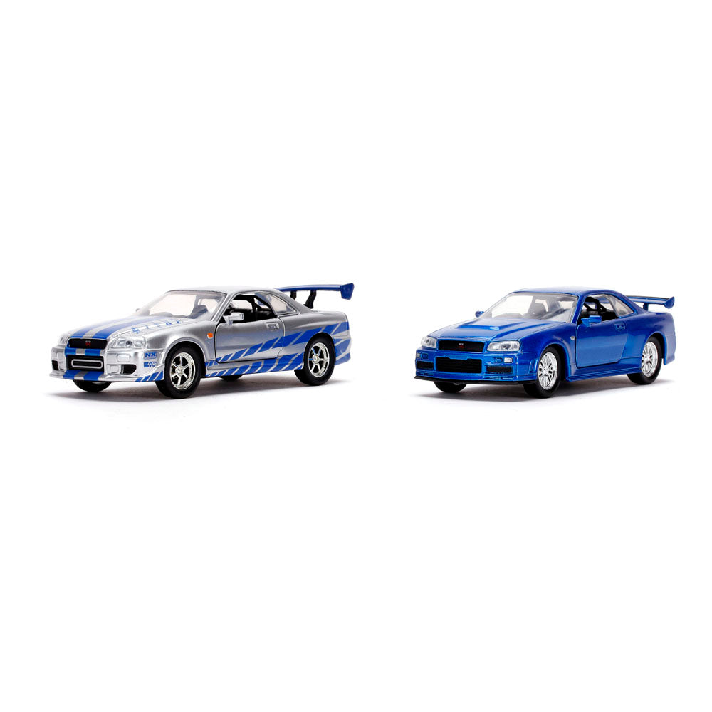 FAST & FURIOUS Brian's Nissan Skyline GT-R BNR34 Twin Pack Die-cast Vehicle, Scale: 1:32 (253204004)