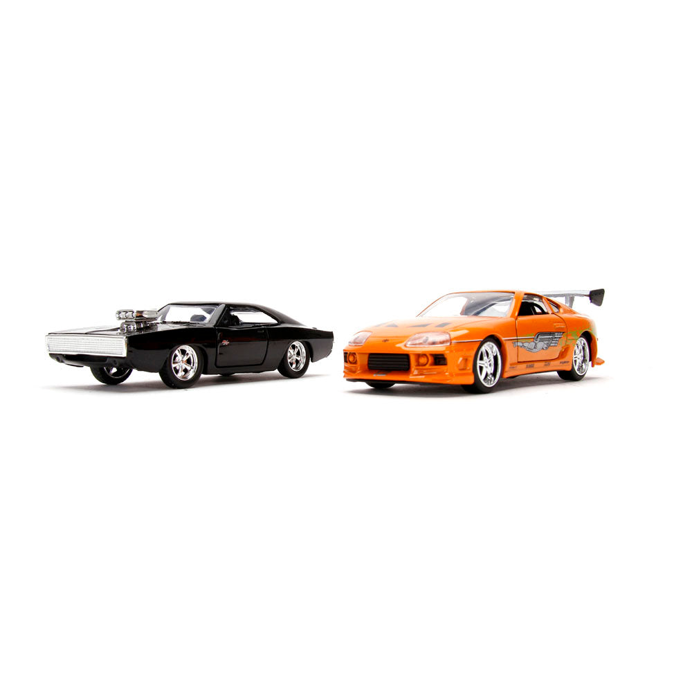 FAST & FURIOUS Dom's Dodge Charger R/T & Brian's Toyota Supra Twin Pack Die-cast Vehicle, 8 Years or Above, Scale: 1:32 (253204003)