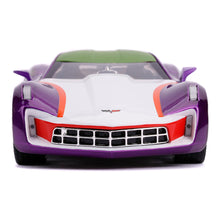 Load image into Gallery viewer, DC COMICS Batman Hollywood Rides The Joker 2009 Chevy Corvette Stingray Sports Car Die-cast Vehicle with Die-cast Figure, Scale 1:24 (253255020)

