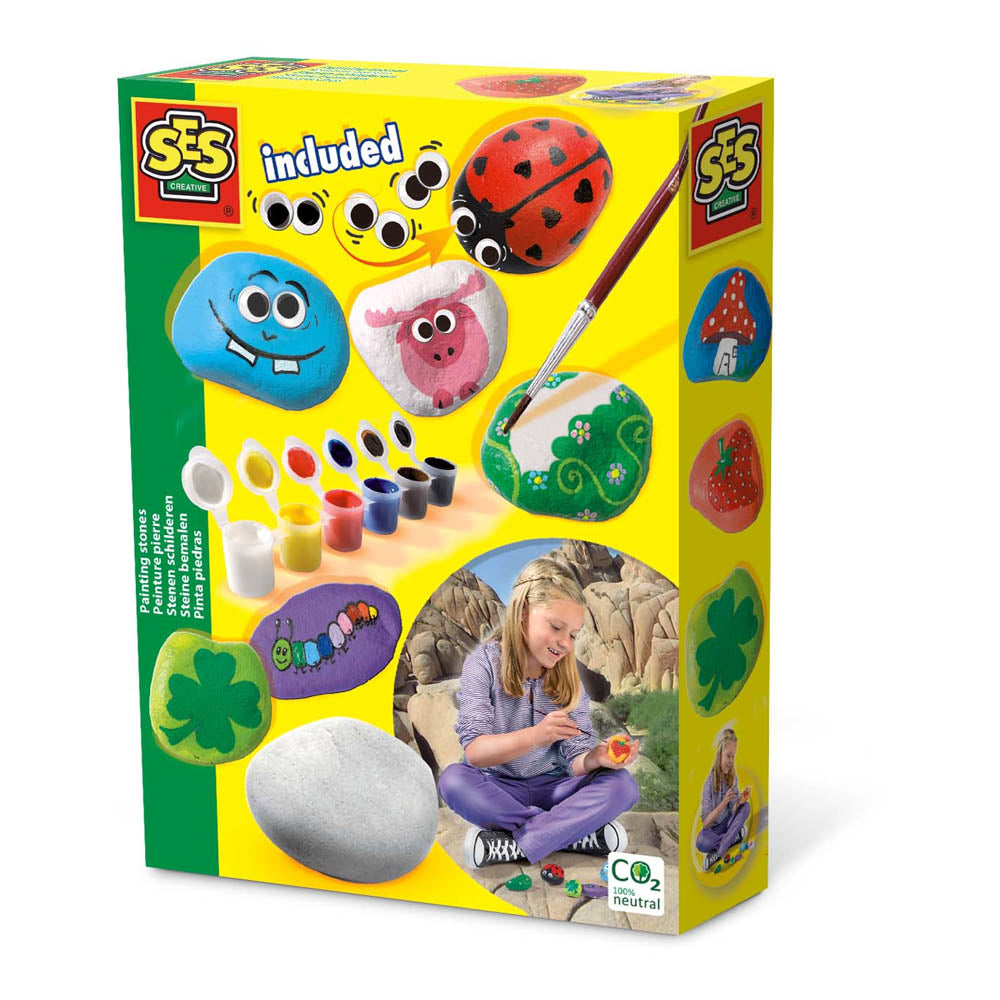 SES CREATIVE Children's Painting Stones Kit, 5 to 6 Years, Multi-colour (14818)
