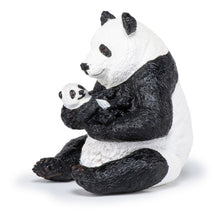 Load image into Gallery viewer, PAPO Wild Animal Kingdom Sitting Panda and Baby Toy Figure, Three Years or Above, White/Black (50196)
