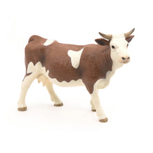 Load image into Gallery viewer, PAPO Farmyard Friends Simmental Cow Toy Figure, Three Years or Above, Brown/White (51133)
