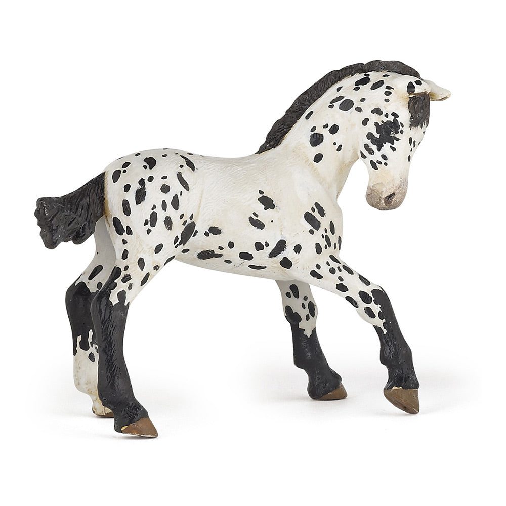 PAPO Horse and Ponies Black Appaloosa Foal Toy Figure, Three Years or Above, White/Black (51540)