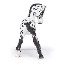 Load image into Gallery viewer, PAPO Horse and Ponies Black Appaloosa Foal Toy Figure, Three Years or Above, White/Black (51540)
