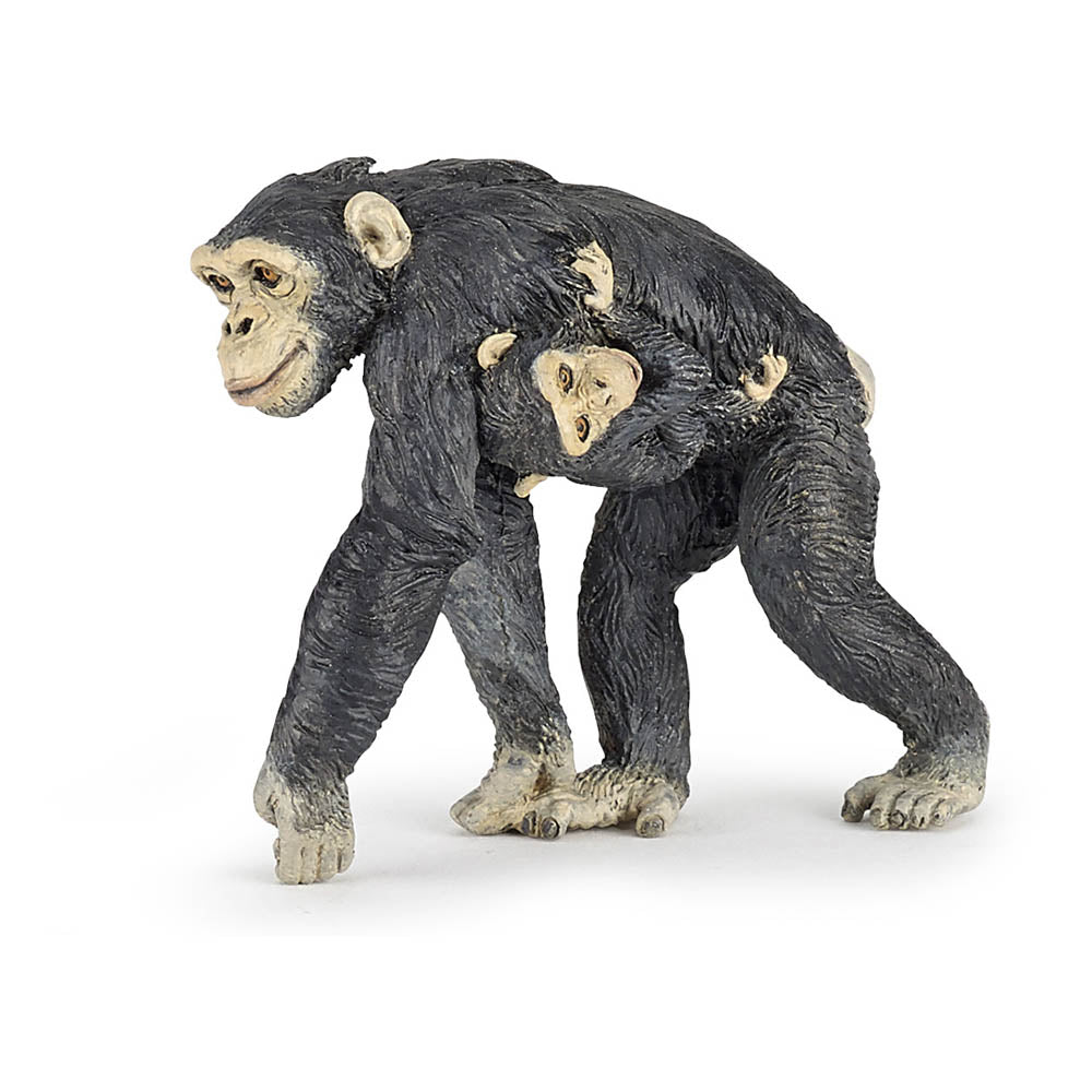 PAPO Wild Animal Kingdom Chimpanzee and Baby Toy Figure, Three Years or Above, Black (50194)