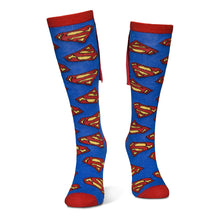 Load image into Gallery viewer, DC COMICS Superman All-over Logos with Cape Knee High Sock, 1 Pack, Female, 39/42, Multi-colour (KH431723SPM-39/42)

