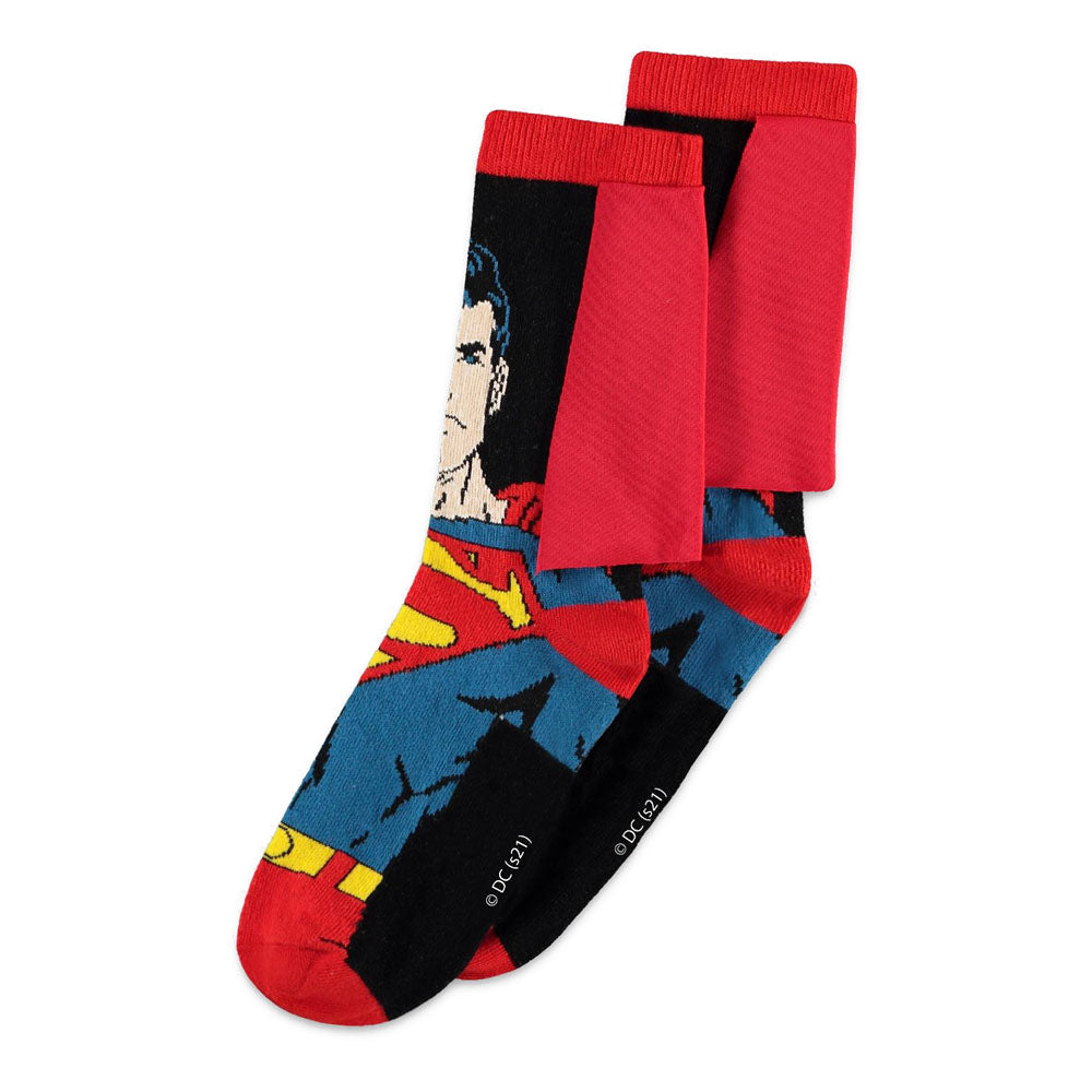 DC COMICS Superman Man of Steel with Cape Novelty Socks, 1 Pack, Unisex