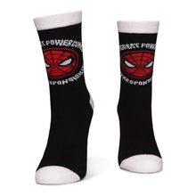 Load image into Gallery viewer, MARVEL COMICS Spider-man Iconic Character &amp; Logo Crew Socks, 3 Pack, Unisex, 39/42, Multi-colour (NS823405SPN-39/42)
