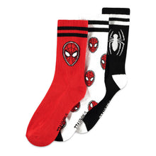 Load image into Gallery viewer, MARVEL COMICS Spider-man Classic Logos Sport Socks, 3 Pack, Unisex (SS207630SPN)

