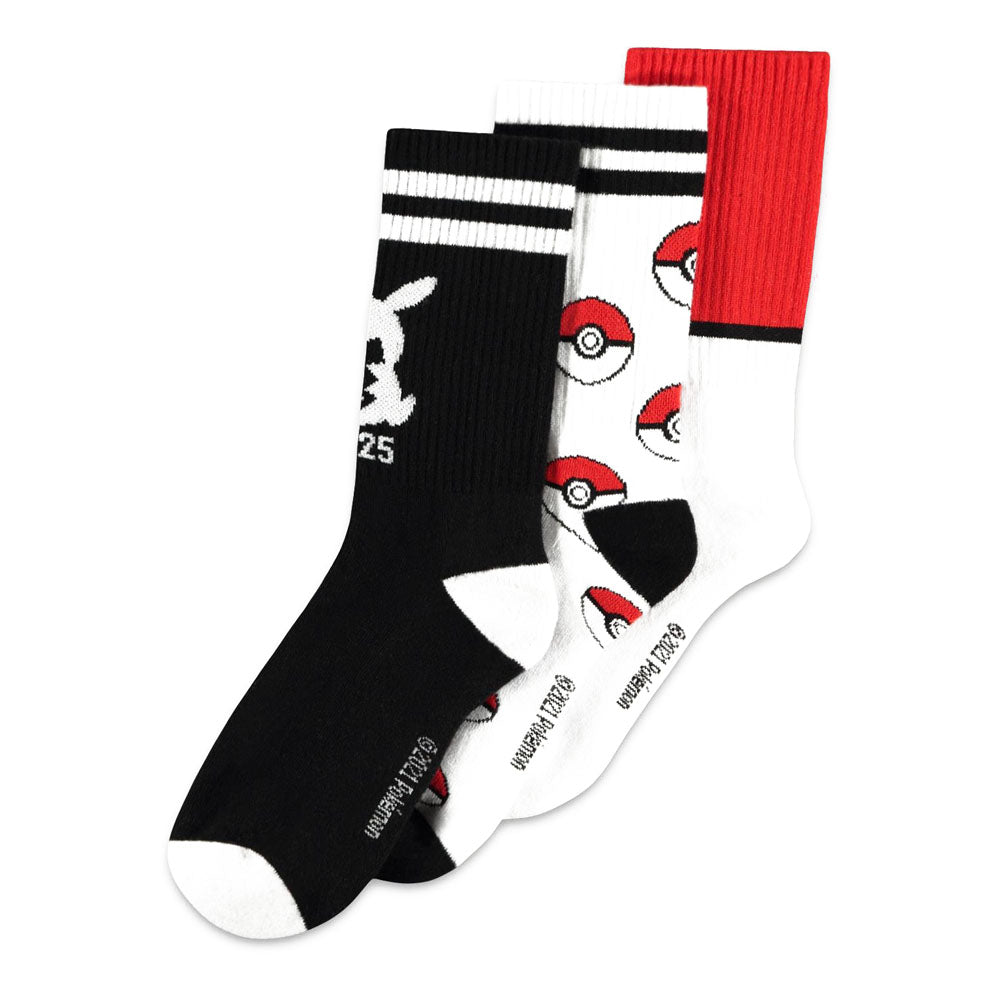 POKEMON Iconic Logos Sport Socks, 3 Pack, Unisex