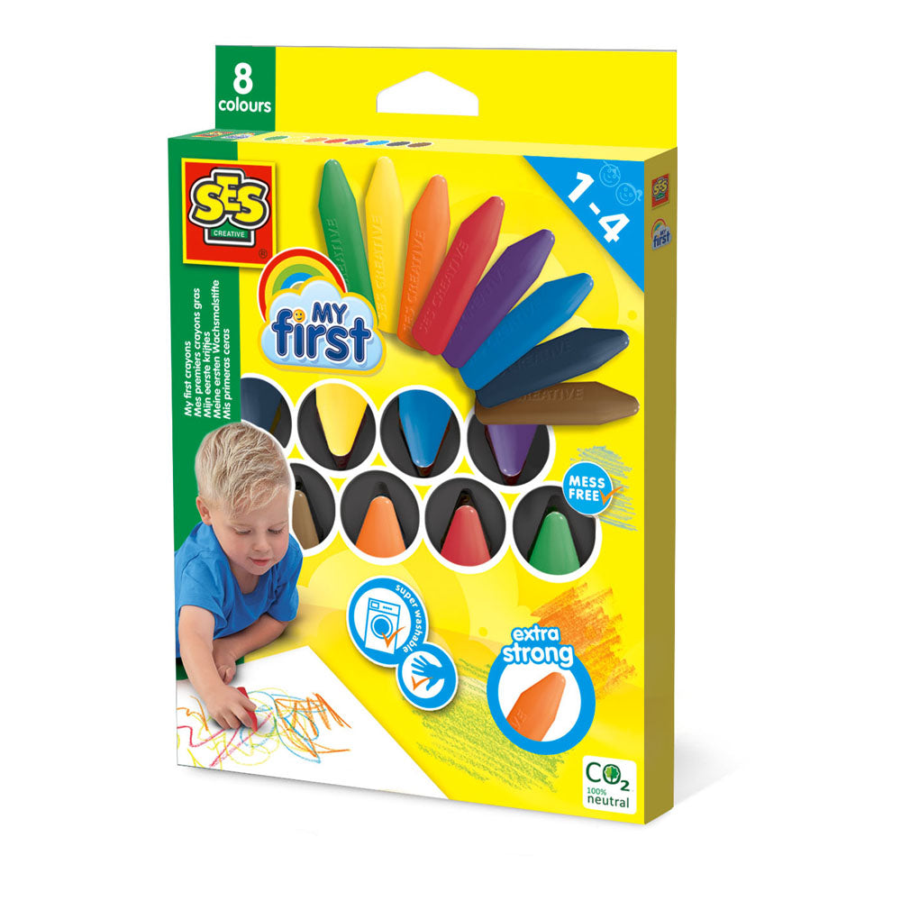 SES CREATIVE Children's My First Crayons, 8 Coloured Crayons, 1 to 4 Years (14488)