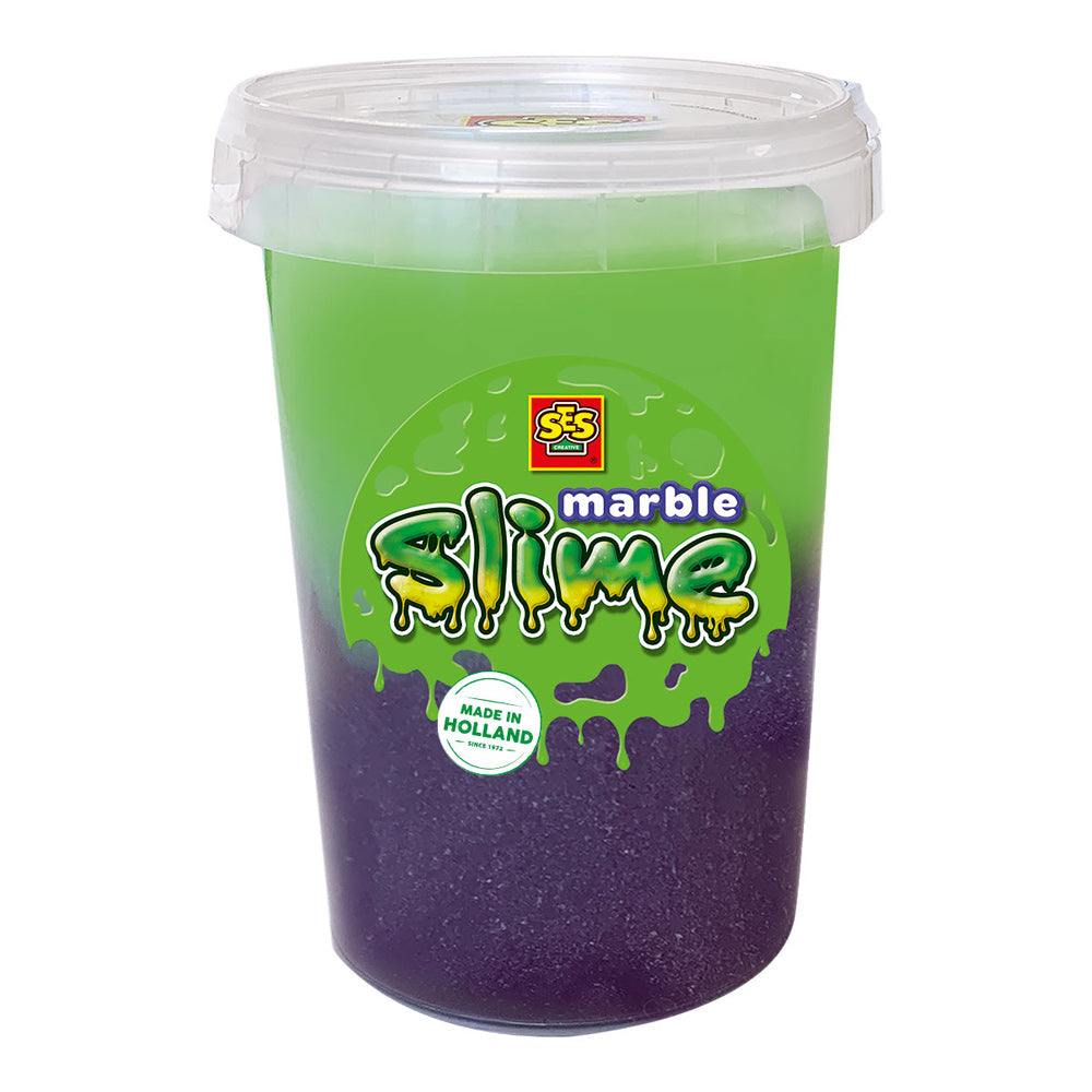 SES CREATIVE Children's Purple and Green Marble Slime, 200g Pot, 3 Years and Above (15023)