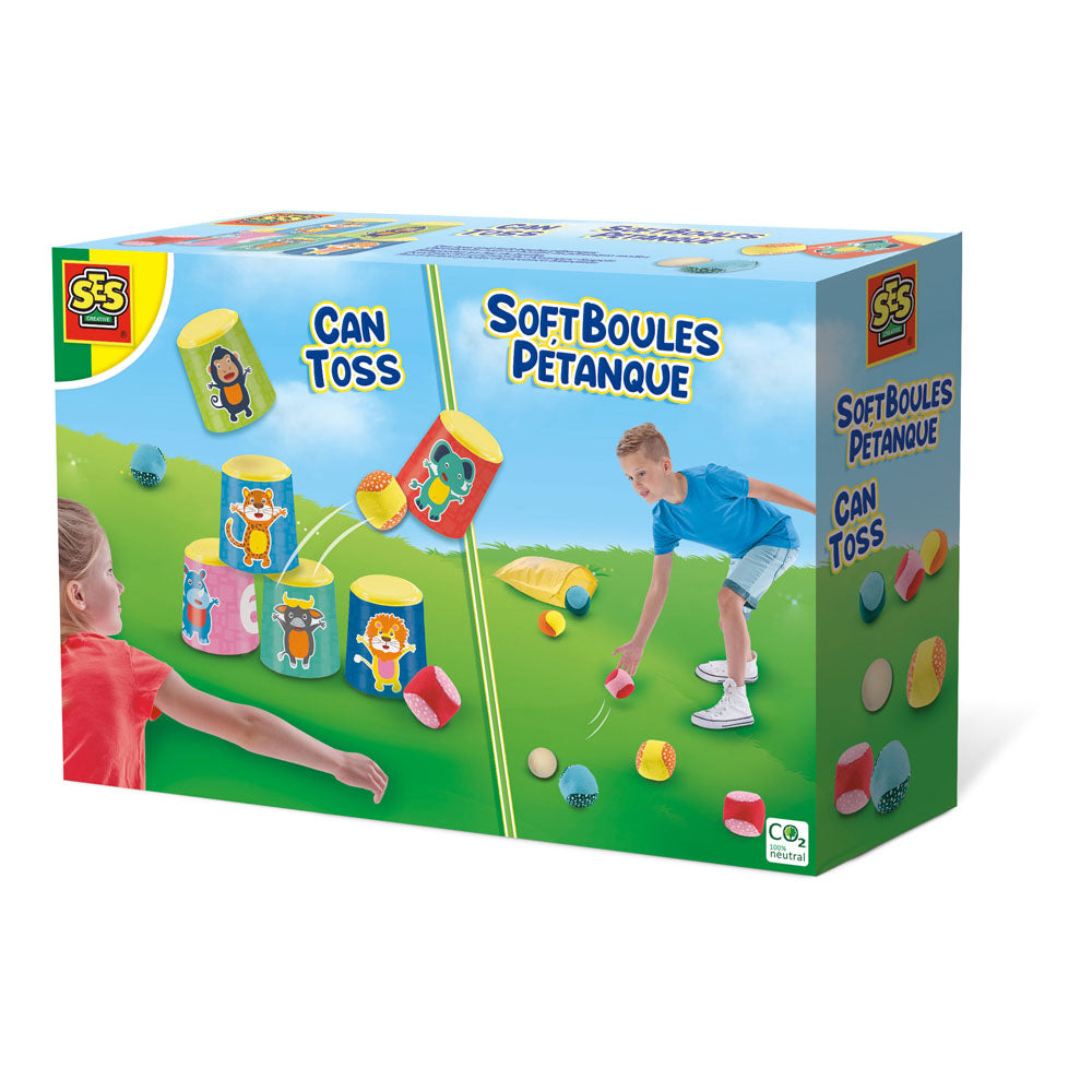 SES CREATIVE Can Toss and Soft Boules Petanque 2-in-1 Game, 4 Years and Above (02292)