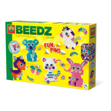 Load image into Gallery viewer, SES CREATIVE Beedz Iron-On-Beads Funpins Glitter Animals Square Pegboard, 2100 Iron-On Beads, 5 Years and Above (06217)
