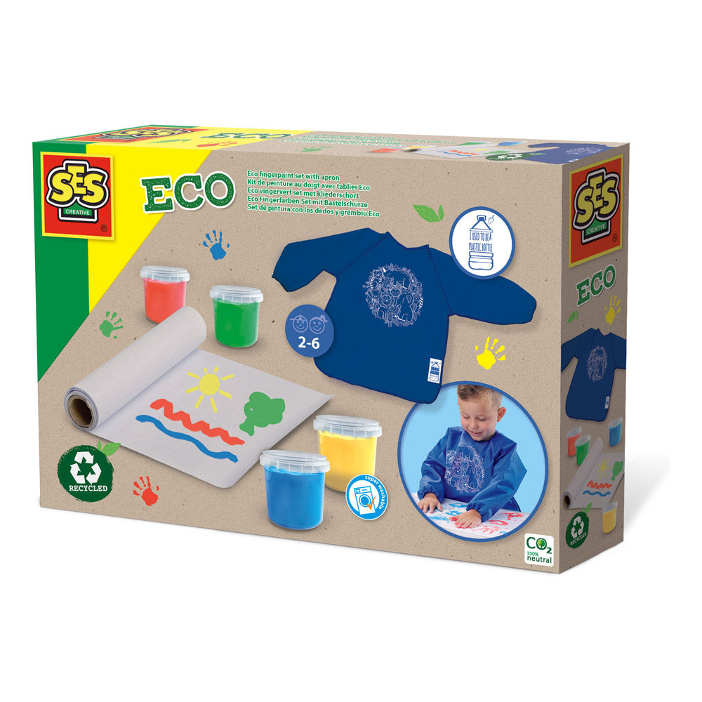 SES CREATIVE Eco Fingerpaint Set with Children's Apron (24924)