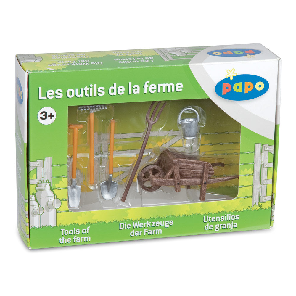PAPO Farmyard Friends Wheelbarrow and Tools Toy Playset (51140)