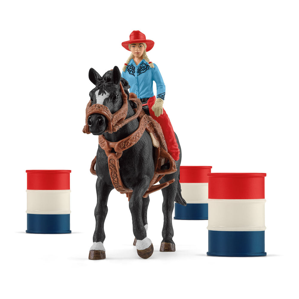 SCHLEICH Farm World Cowgirl Barrel Racing Fun Toy Playset (42576)