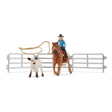 Load image into Gallery viewer, SCHLEICH Farm World Cowgirl Team Roping Fun Toy Playset (42577)
