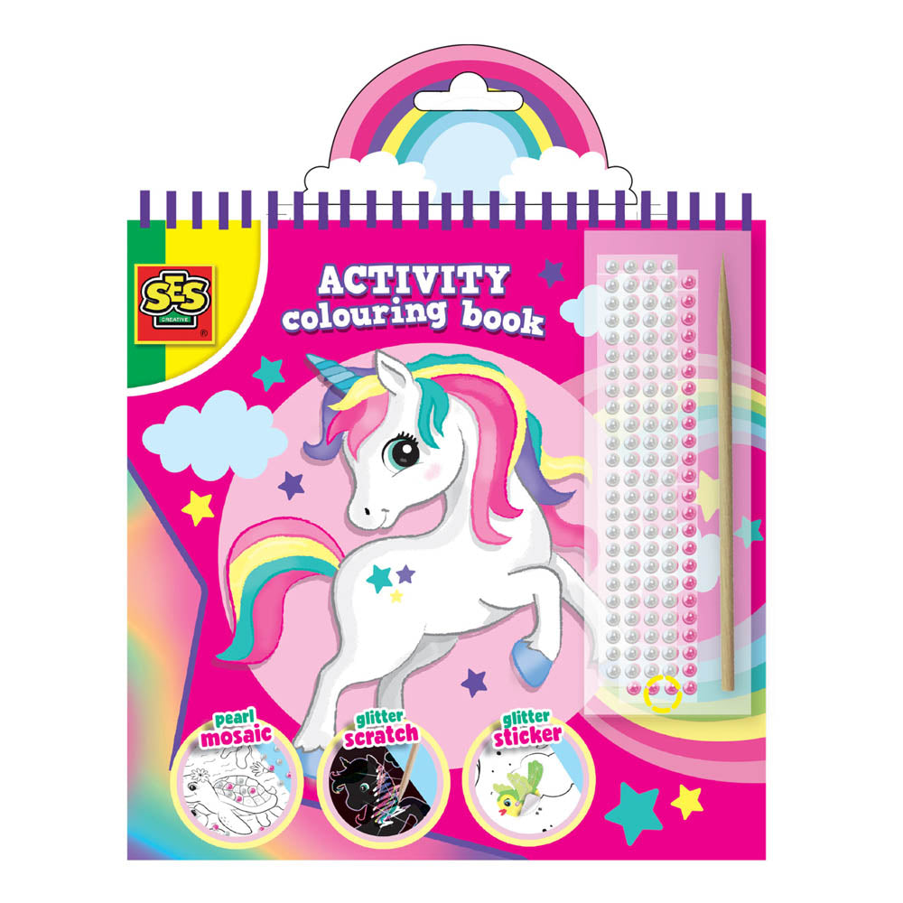 SES CREATIVE 3-in-1 Activity Glitter Colouring Book (00117)