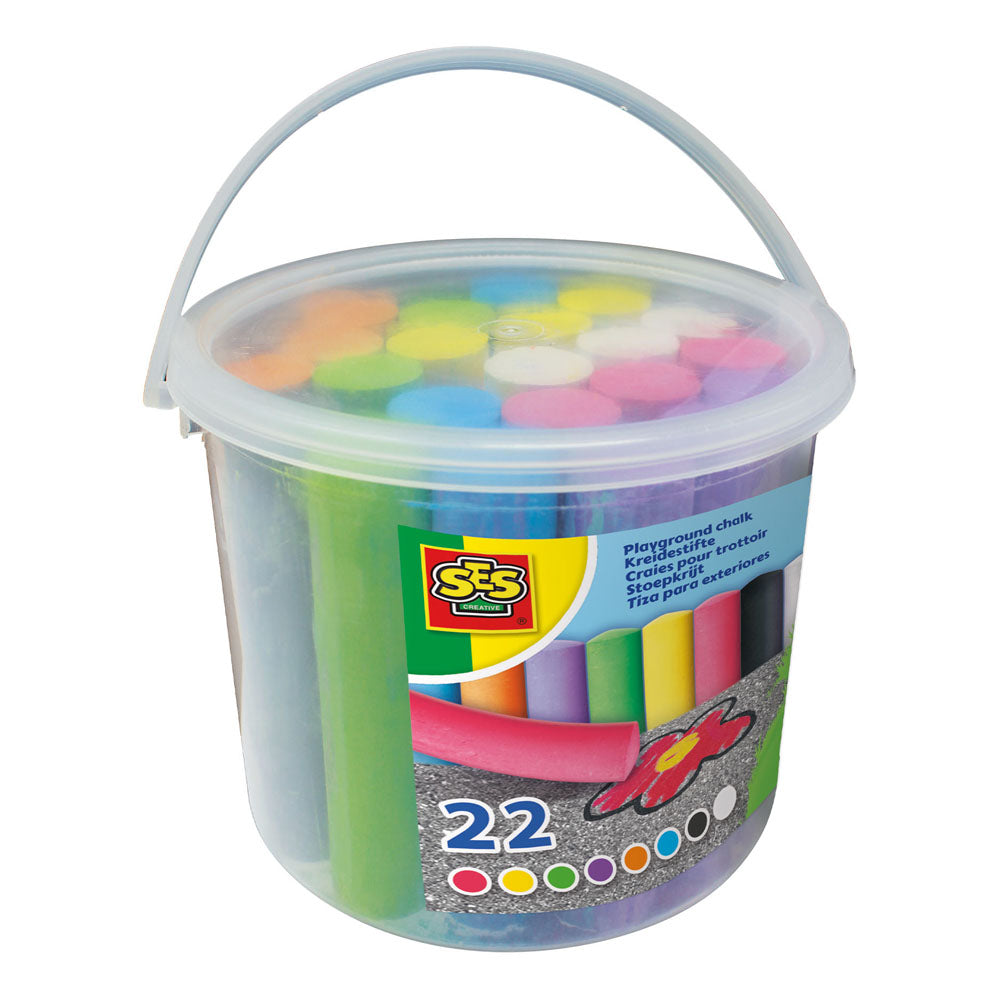 SES CREATIVE Playground Chalk Bucket, 8 Colours (02205)