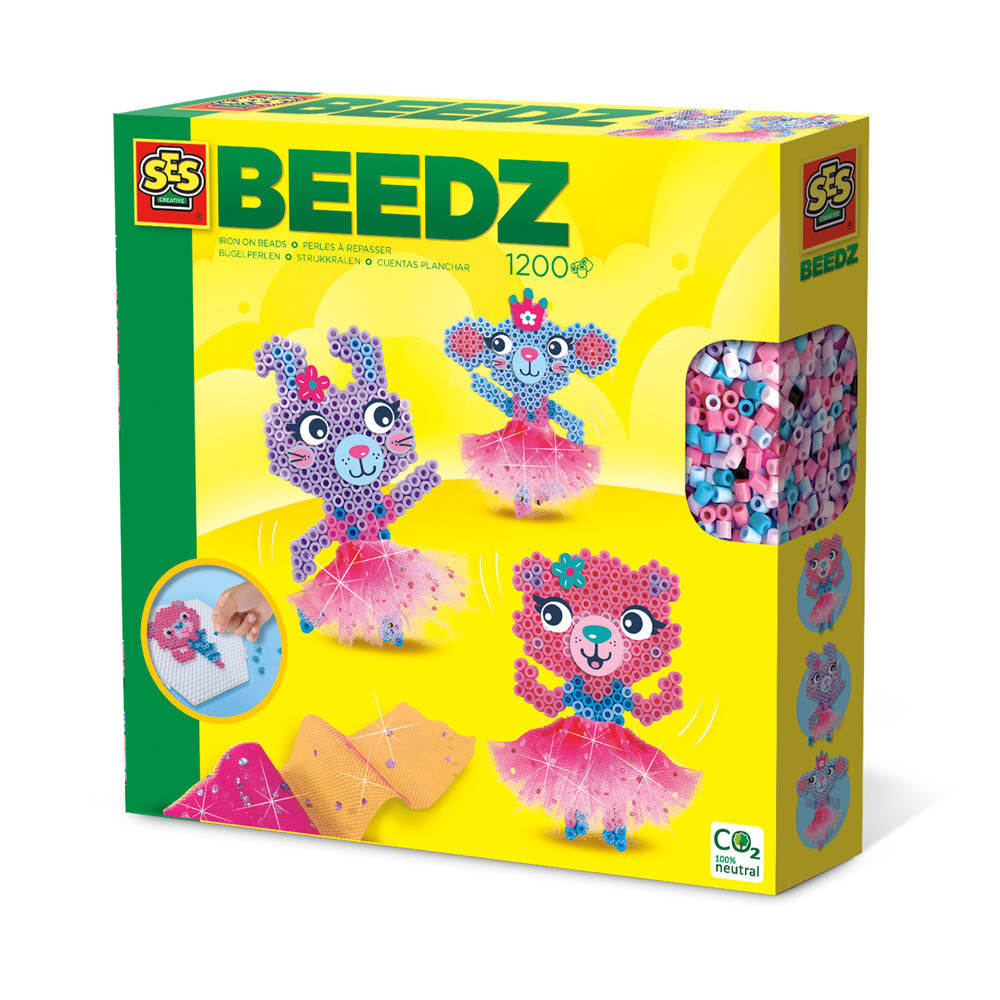 SES CREATIVE Beedz Ballerina Animals 1200 Iron-on Beads Mosaic Art Kit (06077)