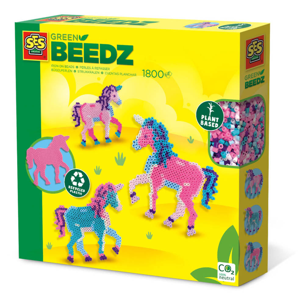 SES CREATIVE Beedz Unicorn Green 1800 Iron-on Beads Mosaic Art Kit (06406)